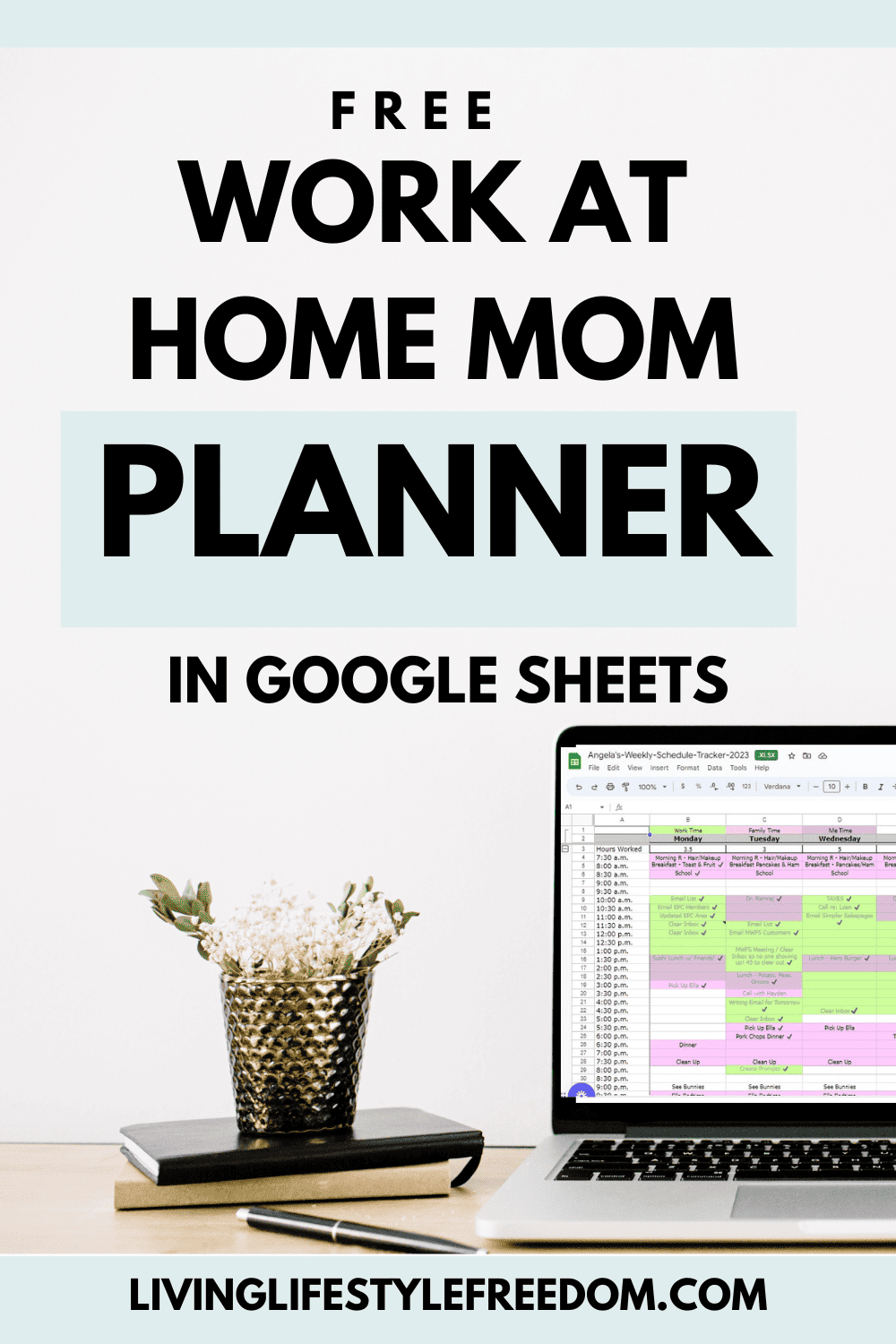 work at home mom schedule and planner